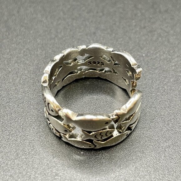 Sterling Silver 925 Adjustable Schooling Fish Ring #1186 - Picture 5 of 8